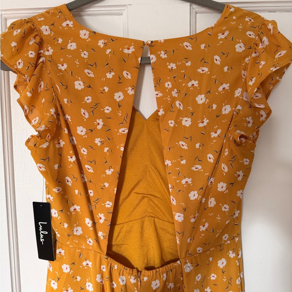 Lulu's Mustard Yellow Floral Maxi Dress - Picture 3 of 5